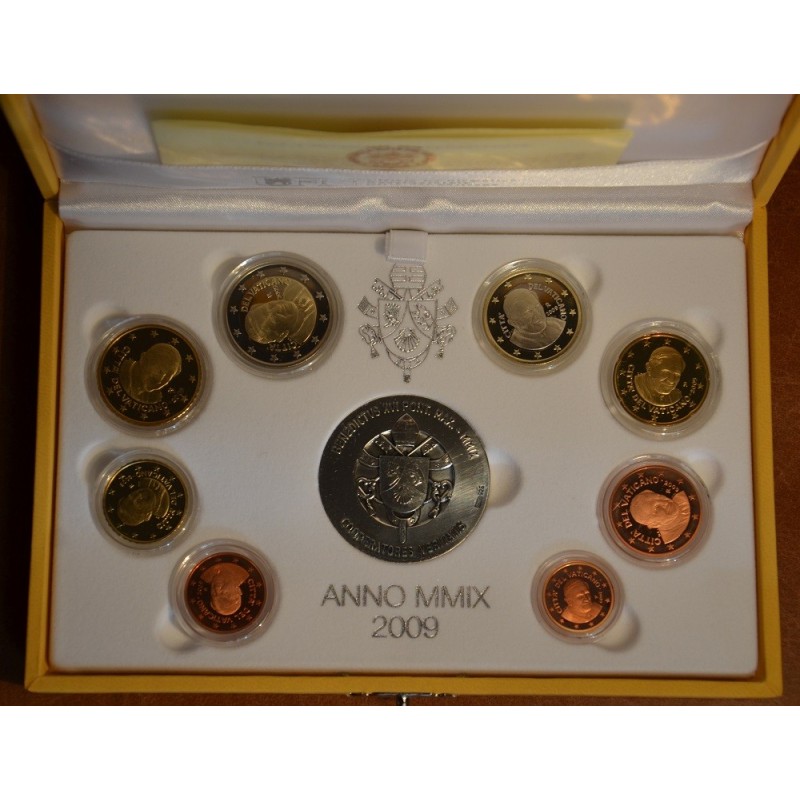 eurocoin eurocoins Official 8 coins set of Vatican 2009 + Ag medal ...