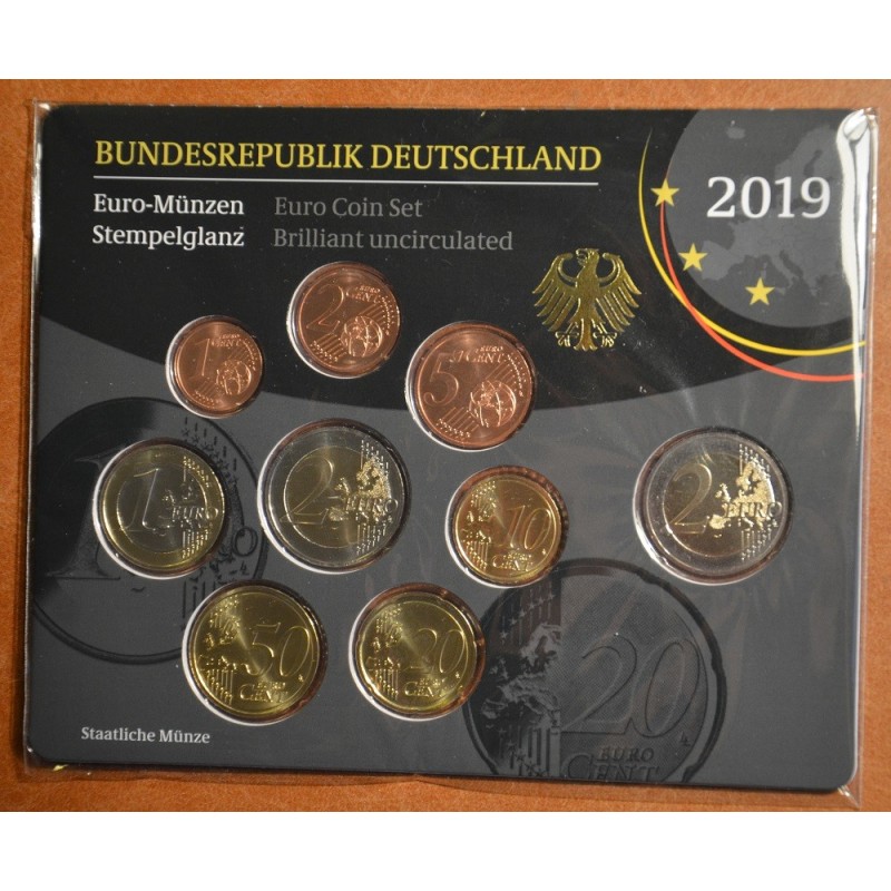 eurocoin eurocoins Germany 2019 \\"F\\" set of 9 coins (BU)