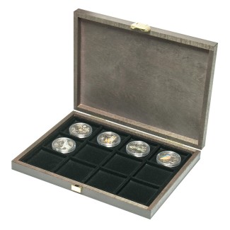 Euromince mince Lindner CARUS XM drevený box pre 12 mincí do Ø 52 mm