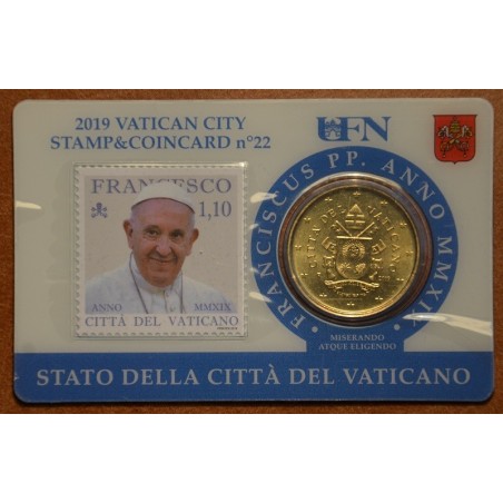 eurocoin eurocoins 50 cent Vatican 2019 official coin card with sta...