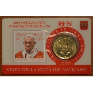 Euromince mince 50 cent Vatikán 2019 oficiálna karta so známkou No....