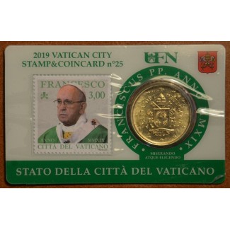 euroerme érme 50 cent Vatikán 2019 hivatalos érme és bélyegkártya N...
