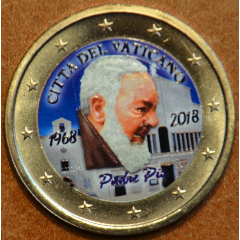 eurocoin eurocoins 2 Euro Vatican 2018 - Padre Pio III. (colored UNC)