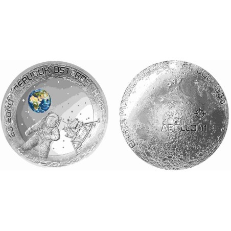 Euromince mince 20 Euro Rakúsko 2019 Pristátie na Mesiaci (Proof)