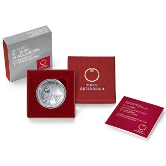 Euromince mince 20 Euro Rakúsko 2019 Pristátie na Mesiaci (Proof)