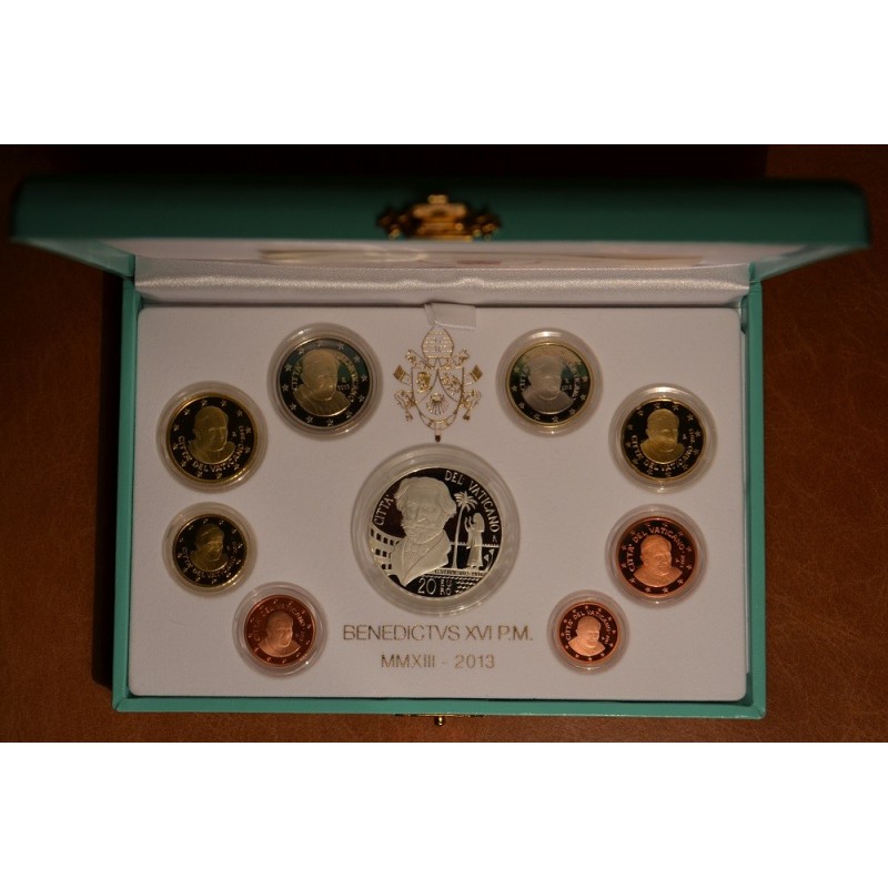 eurocoin eurocoins Official 8 coins set of Vatican 2013 + 20 Euro A...