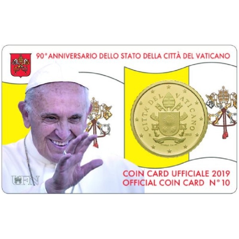 eurocoin eurocoins 50 cent Vatican 2019 official coin card No. 10 (BU)