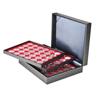 Lindner NERA XL black coin box for 3x35 2 Euro capsulas