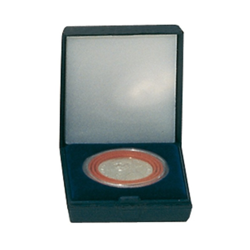 eurocoin eurocoins Lindner dark blue plastic coin box for one coin