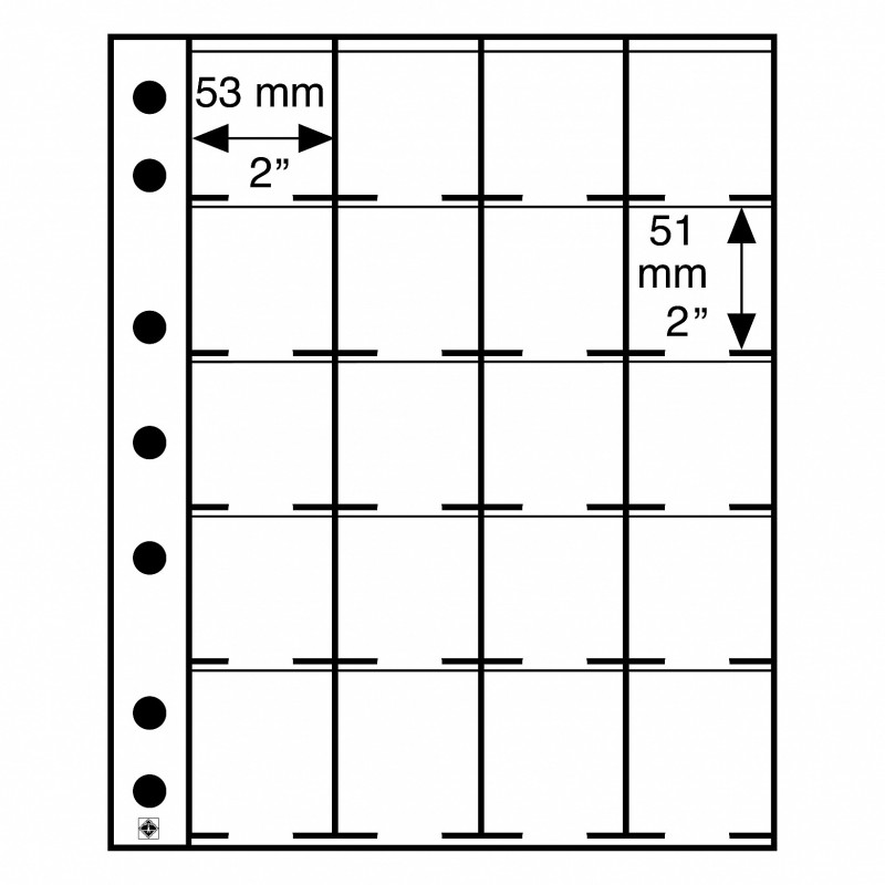 euroerme érme Leuchtturm GRANDE lapok 20 db 50x50 mm-es papír tokra