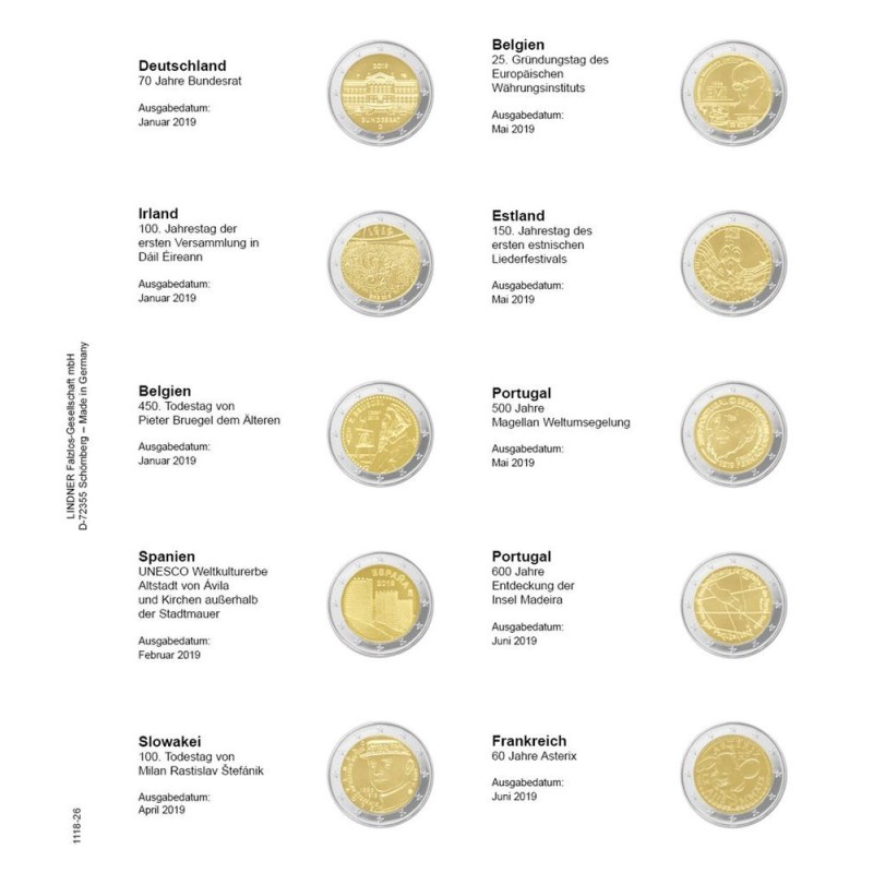 eurocoin eurocoins Lindner pages into album of 2 Euro coins (Januar...