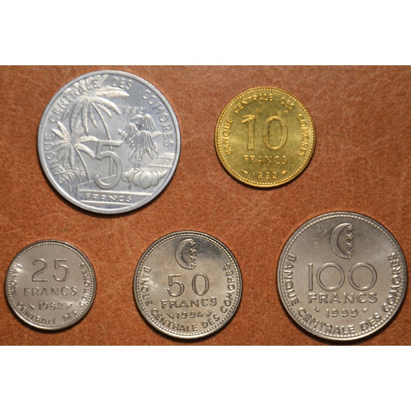 eurocoin eurocoins Union of the Comoros 5 coins 1982-1999 (UNC)