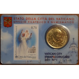 eurocoin eurocoins 50 cent Vatican 2011 official stamp and coin car...