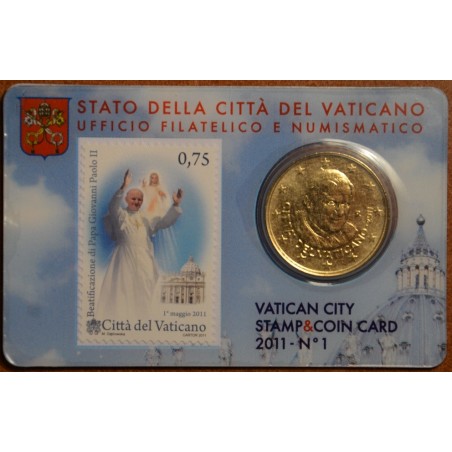 euroerme érme 50 cent Vatikán 2011 hivatalos bélyeg és érmekártya N...