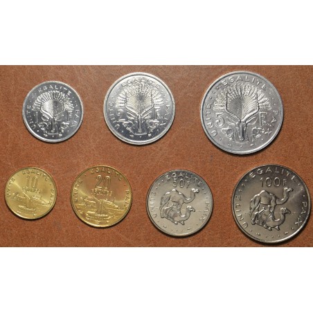 eurocoin eurocoins Djibouti 7 coins 1977-1999 (UNC)