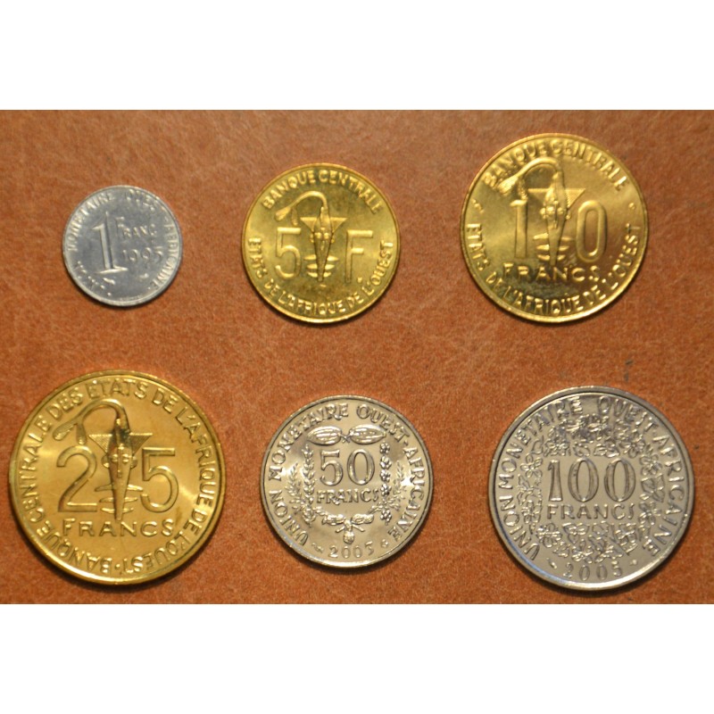 Euromince mince Západoafrický CFA frank 6 mincí 1995-2003 (UNC)