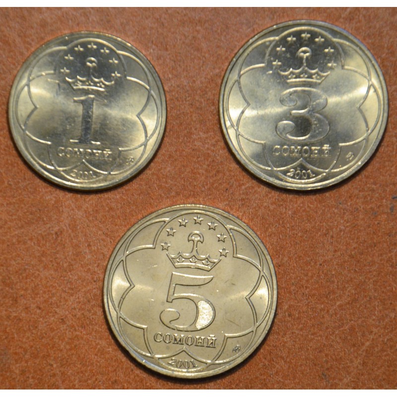 Euromince mince Tadžikistan 3 mince 2001 (UNC)