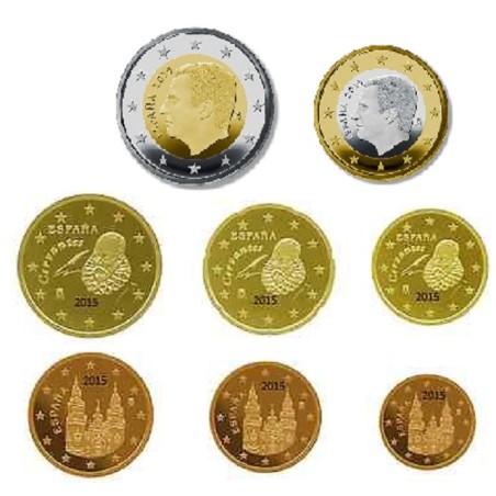 eurocoin eurocoins Set of 8 coins Spain 2015 (UNC)