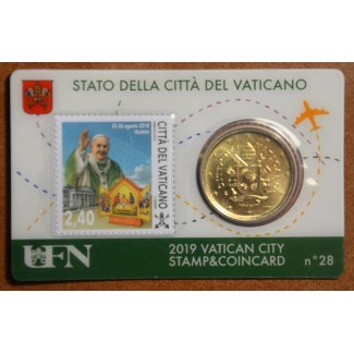 50 cent Vatican 2019 official coin card with stamp No. 28 (BU)
