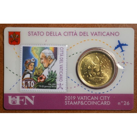 Euromince mince 50 cent Vatikán 2019 oficiálna karta so známkou No....