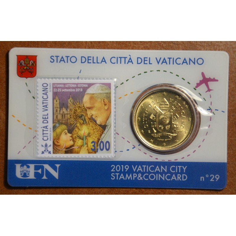 eurocoin eurocoins 50 cent Vatican 2019 official coin card with sta...