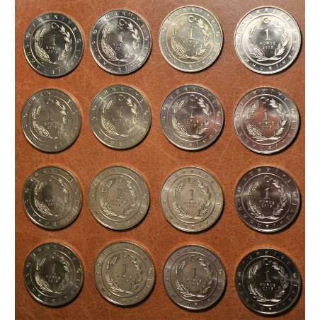 Euromince mince Turecko 16x 1 Lira 2015 (UNC)