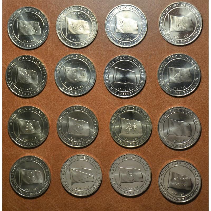 Euromince mince Turecko 16x 1 Lira 2015 (UNC)