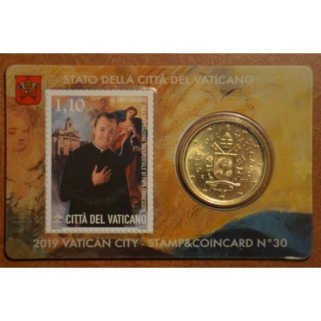 Euromince mince 50 cent Vatikán 2019 oficiálna karta so známkou No....