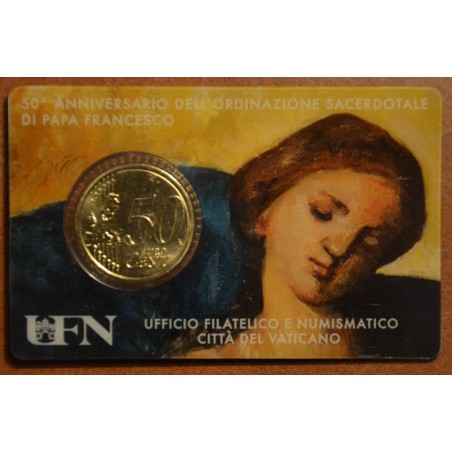 Euromince mince 50 cent Vatikán 2019 oficiálna karta so známkou No....