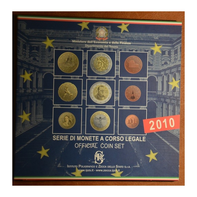 eurocoin eurocoins Italy 2010 set with commemorative 2 Euro coin (BU)