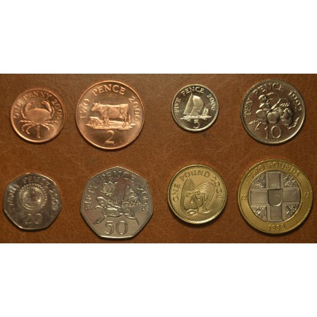 eurocoin eurocoins Guernsey 8 coins 1992-2006 (UNC)