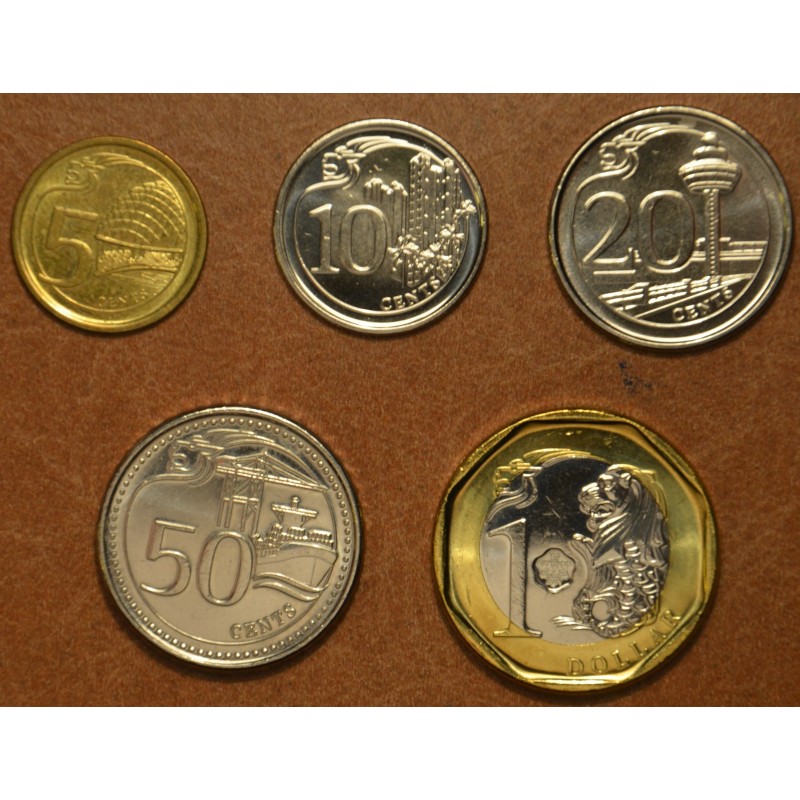 eurocoin eurocoins Singapore 5 coins 2013 Buildings (UNC)