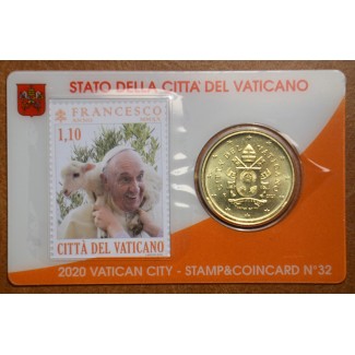 Euromince mince 50 cent Vatikán 2020 oficiálna karta so známkou No....