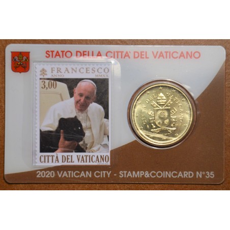 eurocoin eurocoins 50 cent Vatican 2020 official coin card with sta...