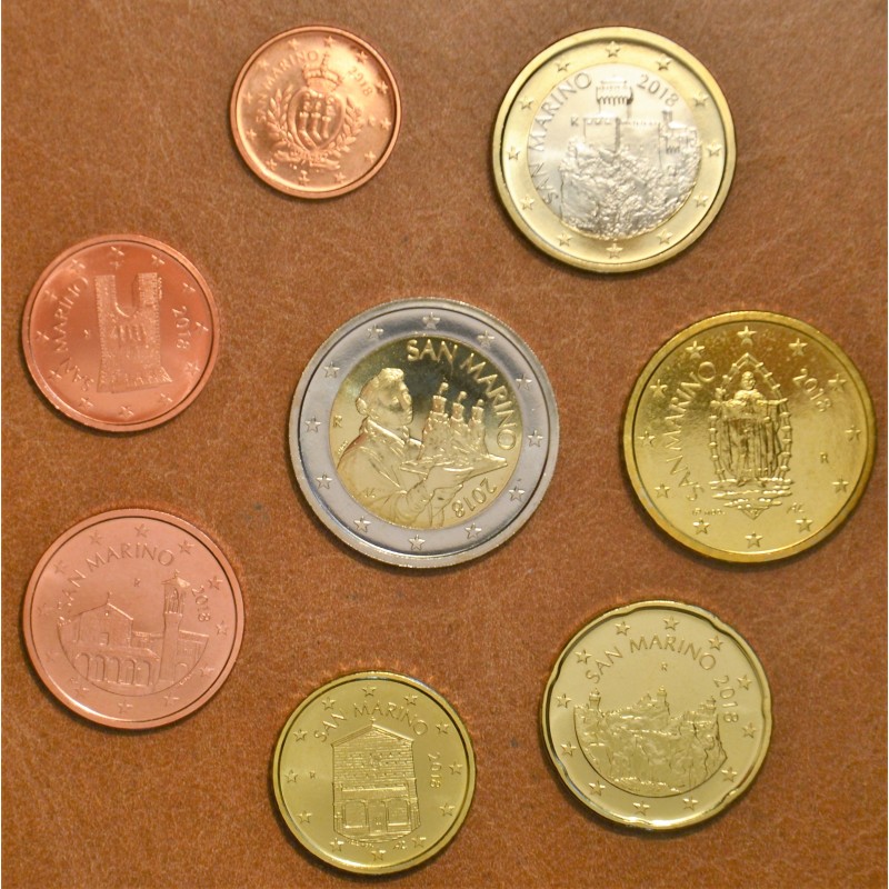 eurocoin eurocoins San Marino 2018 set with new design of coins (UNC)