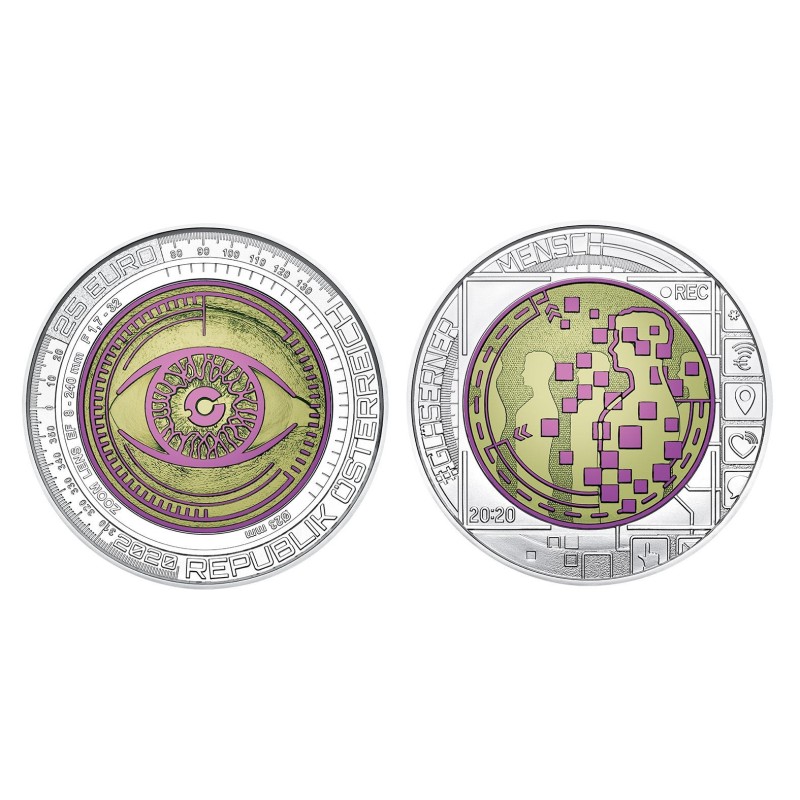 Euromince mince 25 Euro Rakúsko 2020 - strieborná niobium minca Big...
