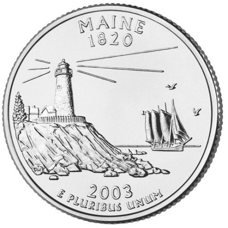eurocoin eurocoins 25 cent USA 2003 Maine \\"P\\" (UNC)