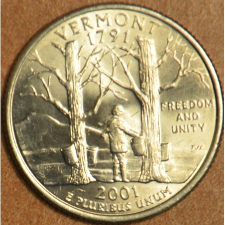 euroerme érme 25 cent USA 2001 Vermont \\"P\\" (UNC)