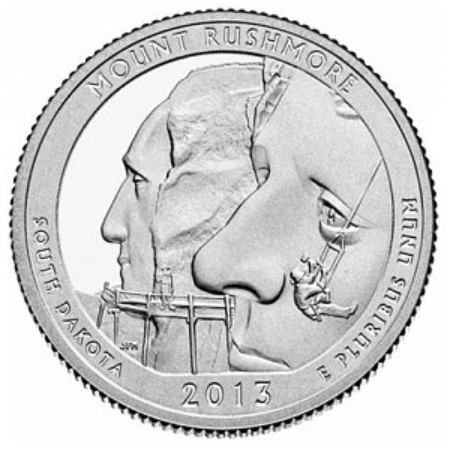 eurocoin eurocoins 25 cent USA 2013 Mount Rushmore \\"S\\" (UNC)