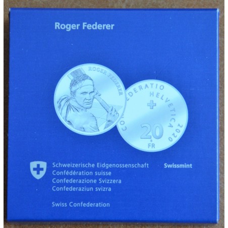 euroerme érme 20 Frank Svájc 2020 Roger Federer (Proof)