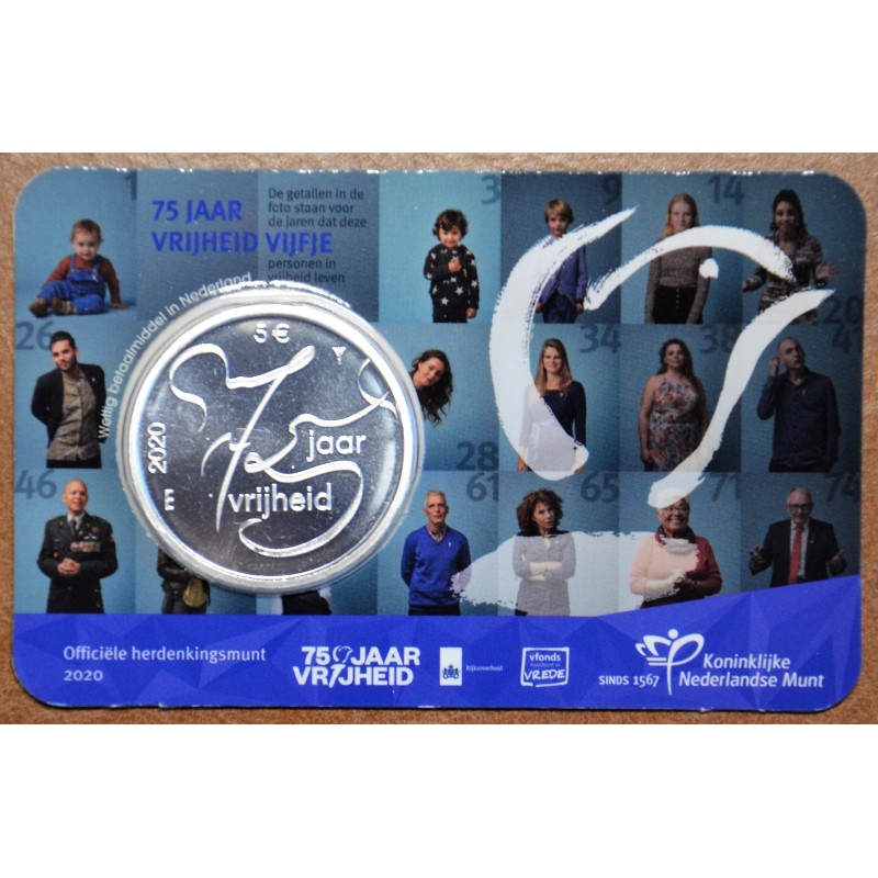 Euromince mince 5 Euro Holandsko 2020 - 75. výročie boja za slobodu...