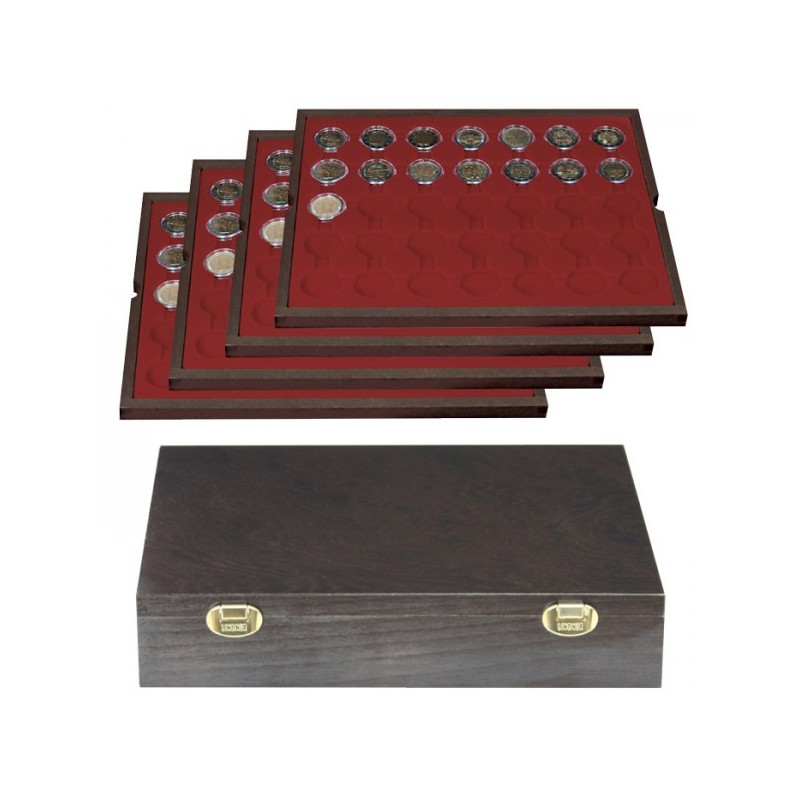 eurocoin eurocoins Lindner CARUS wood case from 140 pcs of 2 Euro c...