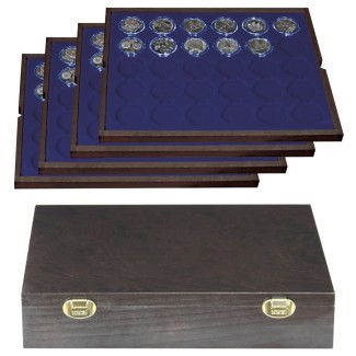 eurocoin eurocoins Lindner CARUS wood case for 120 pcs of coins Ø 3...
