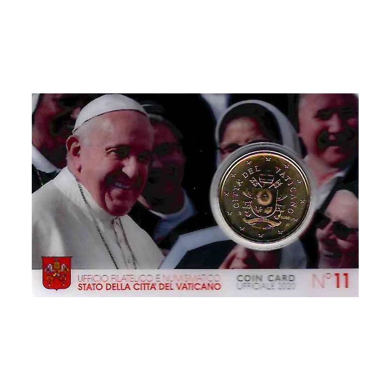 eurocoin eurocoins 50 cent Vatican 2020 official coin card No. 11 (BU)