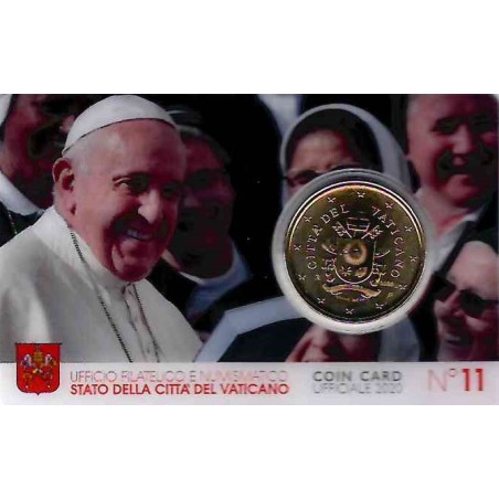 Euromince mince 50 cent Vatikán 2020 oficiálna karta No. 11 (BU)