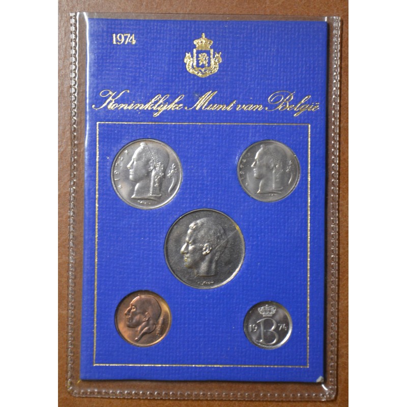eurocoin eurocoins Belgium 1974 set of 5 francs coins (UNC)