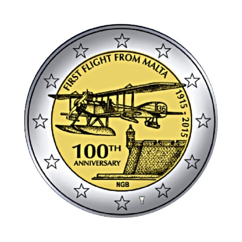 Euromince mince 2 Euro Malta 2015 - Prvý let so značkou holandskej ...