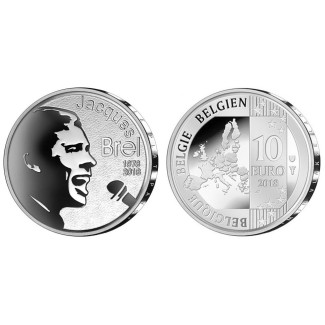 Euromince mince 10 Euro Belgicko 2018 - Jacques Brel (Proof)