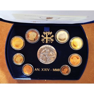 Set of 8 eurocoins Vatican 2002 (Proof)
