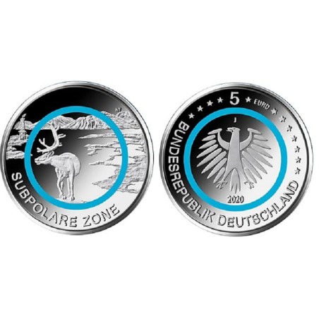 Euromince mince 5 Euro Nemecko \\"ADFGJ\\" 2020 Subpolárne pásmo (UNC)